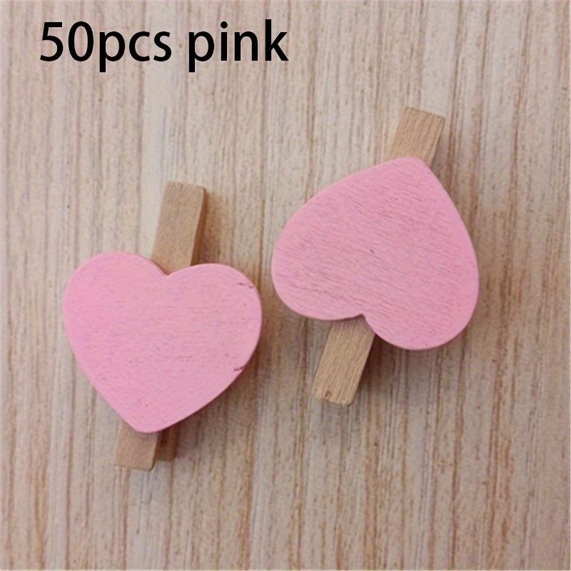 50pcs/Set Holzklammern mit Herz