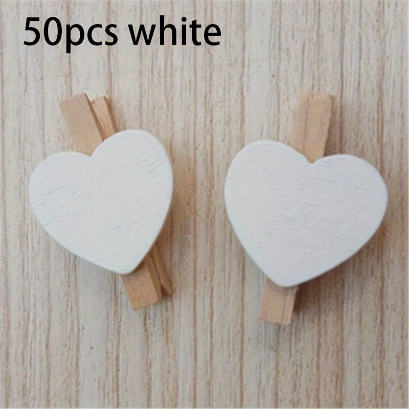 50pcs/Set Holzklammern mit Herz