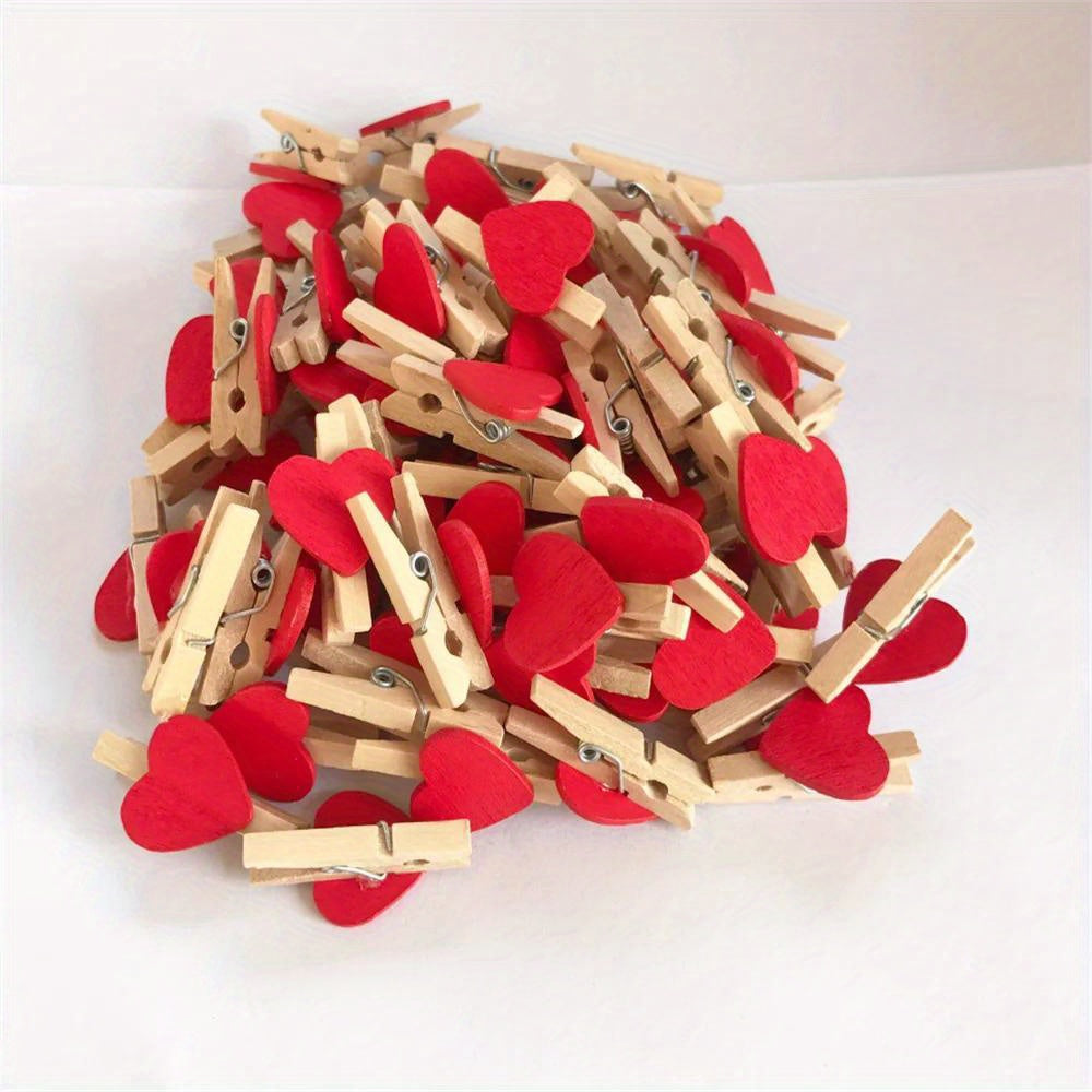 50pcs/Set Holzklammern mit Herz