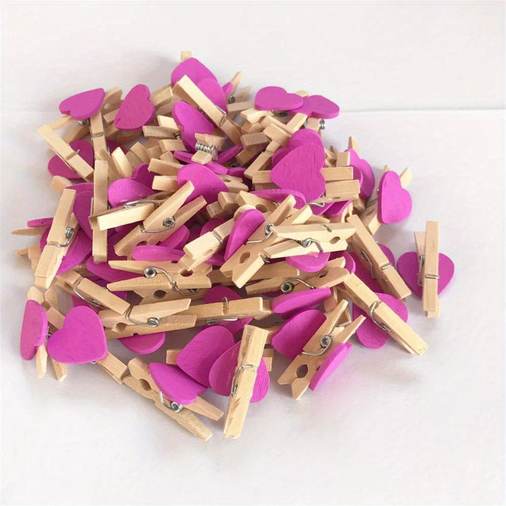 50pcs/Set Holzklammern mit Herz