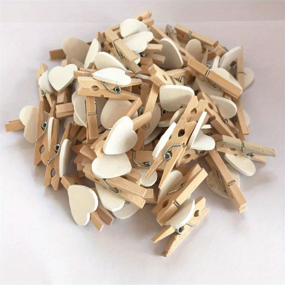 50pcs/Set Holzklammern mit Herz