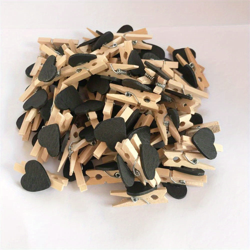 50pcs/Set Holzklammern mit Herz