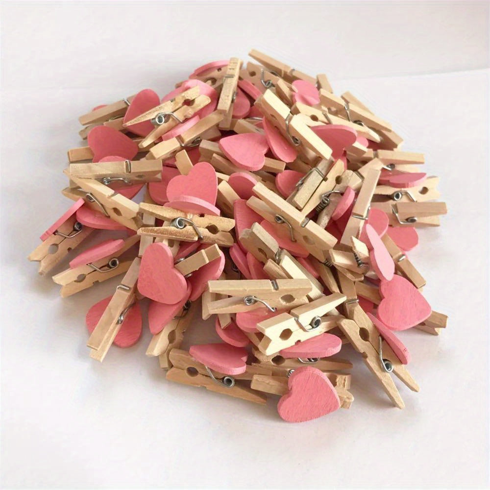 50pcs/Set Holzklammern mit Herz