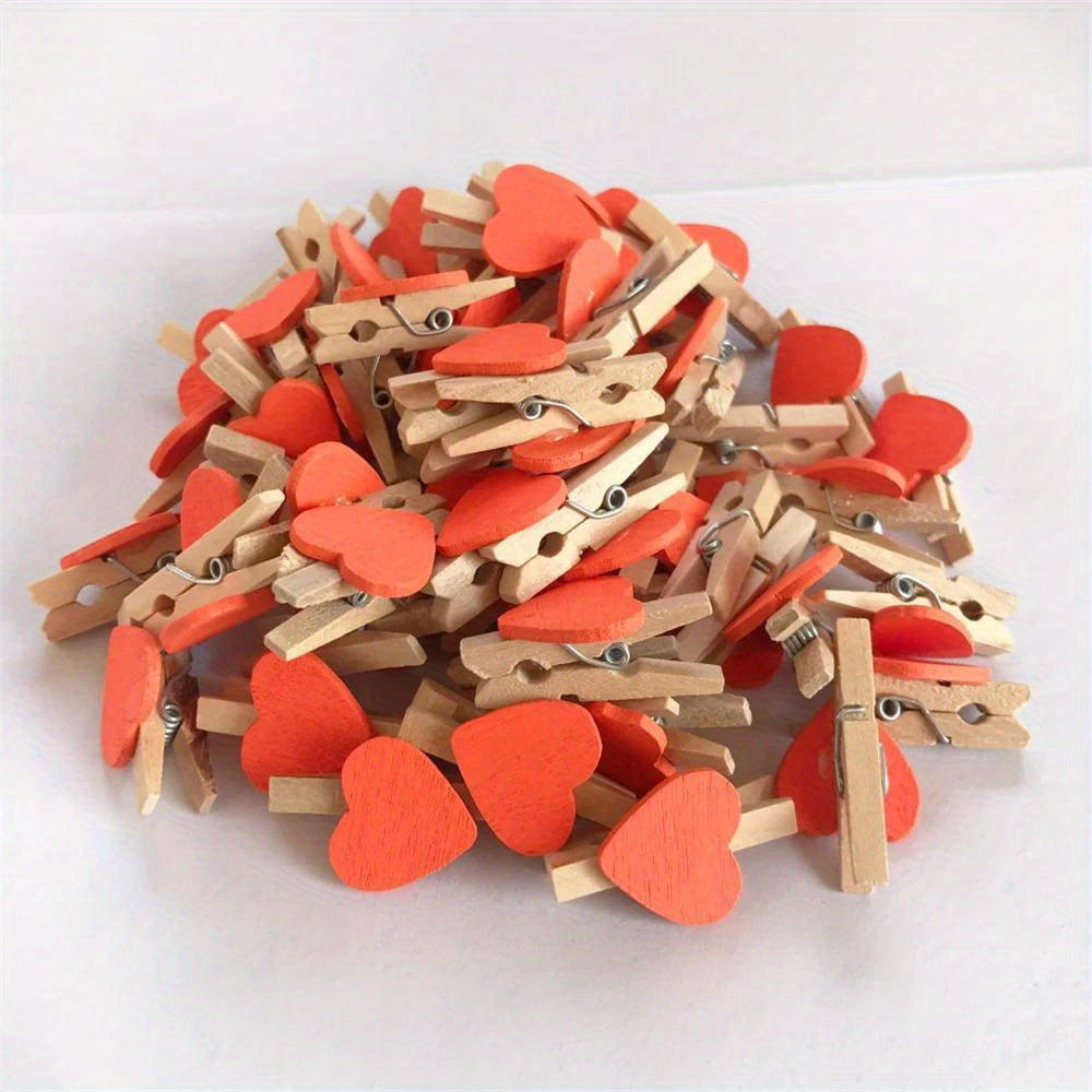 50pcs/Set Holzklammern mit Herz