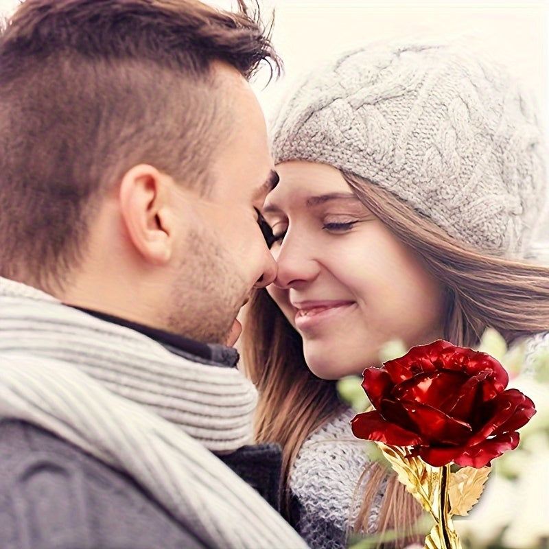 2pcs/Set, Artificial Golde Folien-Rose And Love Base Valentine's Day Gift, Beautiful Galaxy Crystal Rose, Rainbow Rose, Wedding Birthday Grandmother Mother's Day Teachers' Day Christmas New Year Gift, Home Wedding Decoration