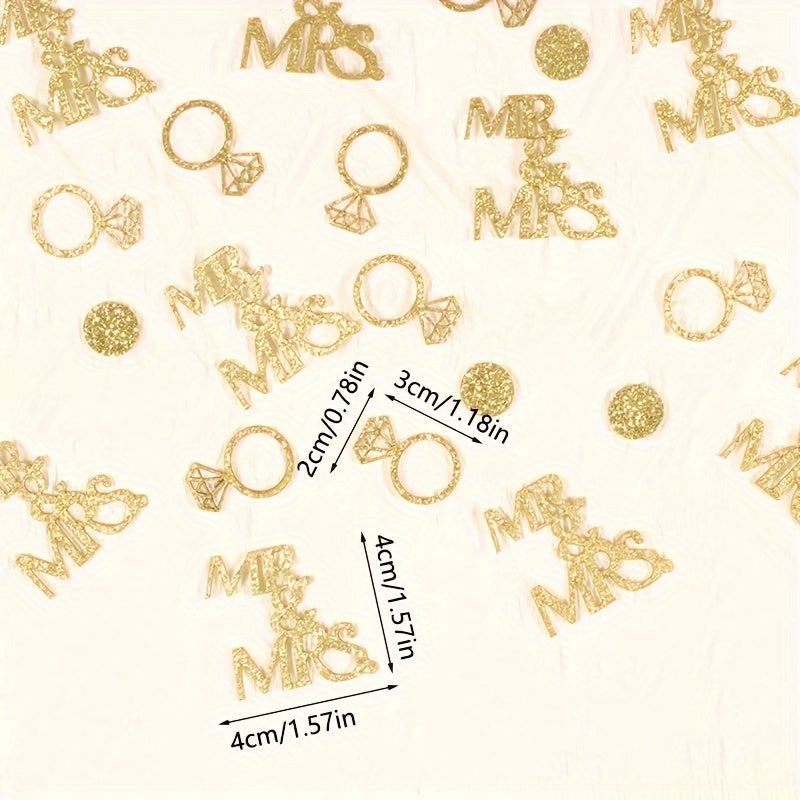 120pcs, Golden Mr&mrs Ring Confetti Wedding Party Decoration Confetti Wedding Party Decoration Supplies