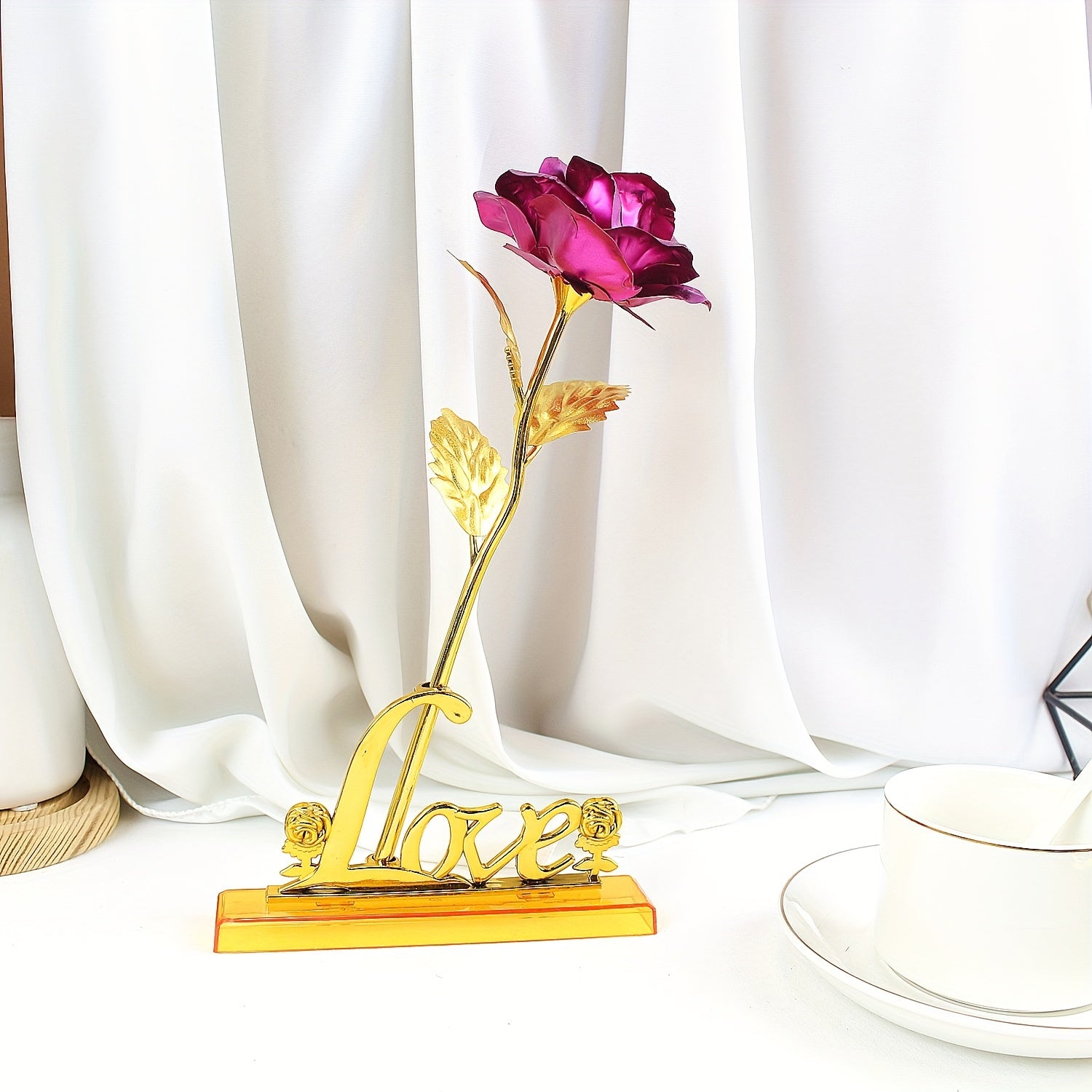 2pcs/Set, Artificial Golde Folien-Rose And Love Base Valentine's Day Gift, Beautiful Galaxy Crystal Rose, Rainbow Rose, Wedding Birthday Grandmother Mother's Day Teachers' Day Christmas New Year Gift, Home Wedding Decoration