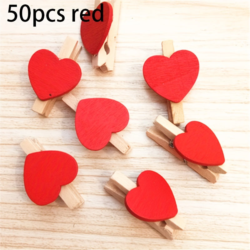 50pcs/Set Holzklammern mit Herz