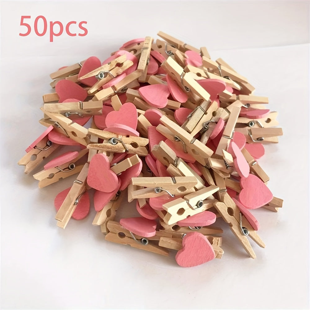 50pcs/Set Holzklammern mit Herz
