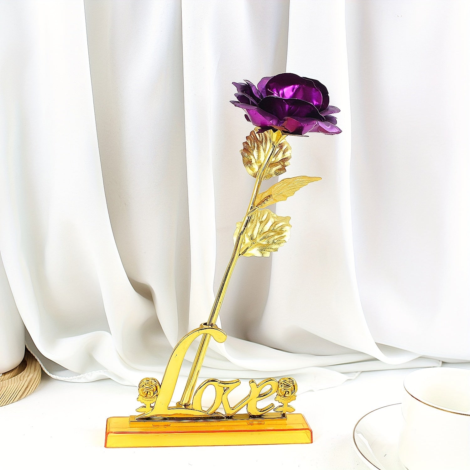 2pcs/Set, Artificial Golde Folien-Rose And Love Base Valentine's Day Gift, Beautiful Galaxy Crystal Rose, Rainbow Rose, Wedding Birthday Grandmother Mother's Day Teachers' Day Christmas New Year Gift, Home Wedding Decoration