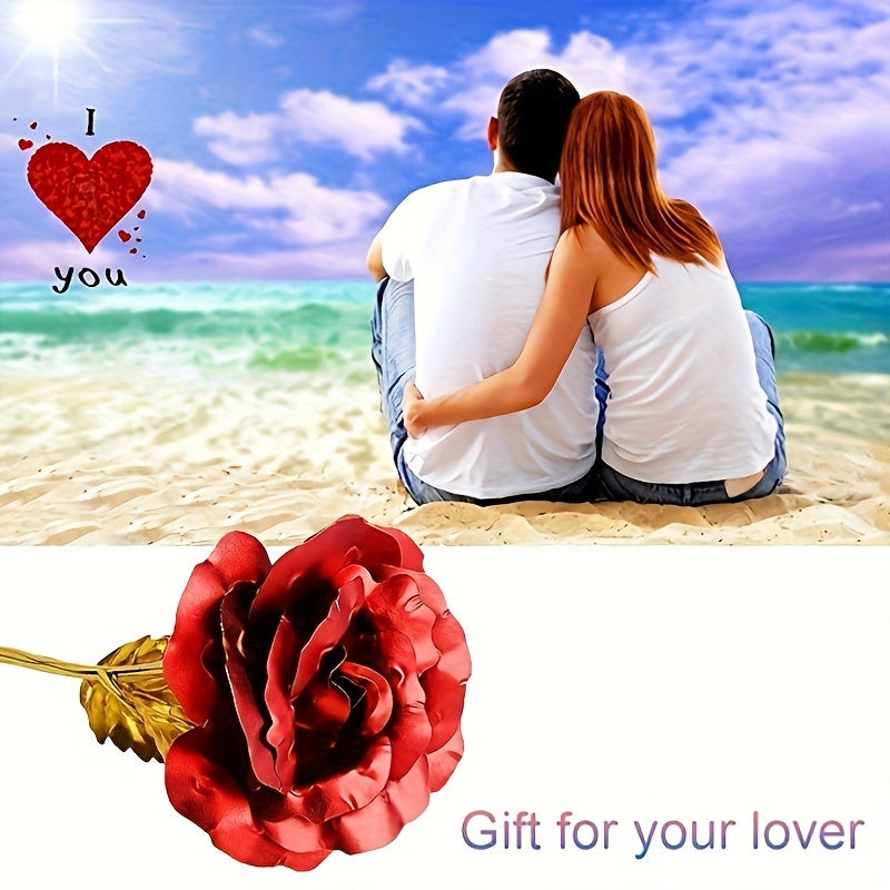 2pcs/Set, Artificial Golde Folien-Rose And Love Base Valentine's Day Gift, Beautiful Galaxy Crystal Rose, Rainbow Rose, Wedding Birthday Grandmother Mother's Day Teachers' Day Christmas New Year Gift, Home Wedding Decoration