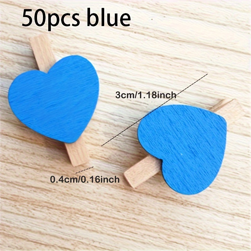 50pcs/Set Holzklammern mit Herz