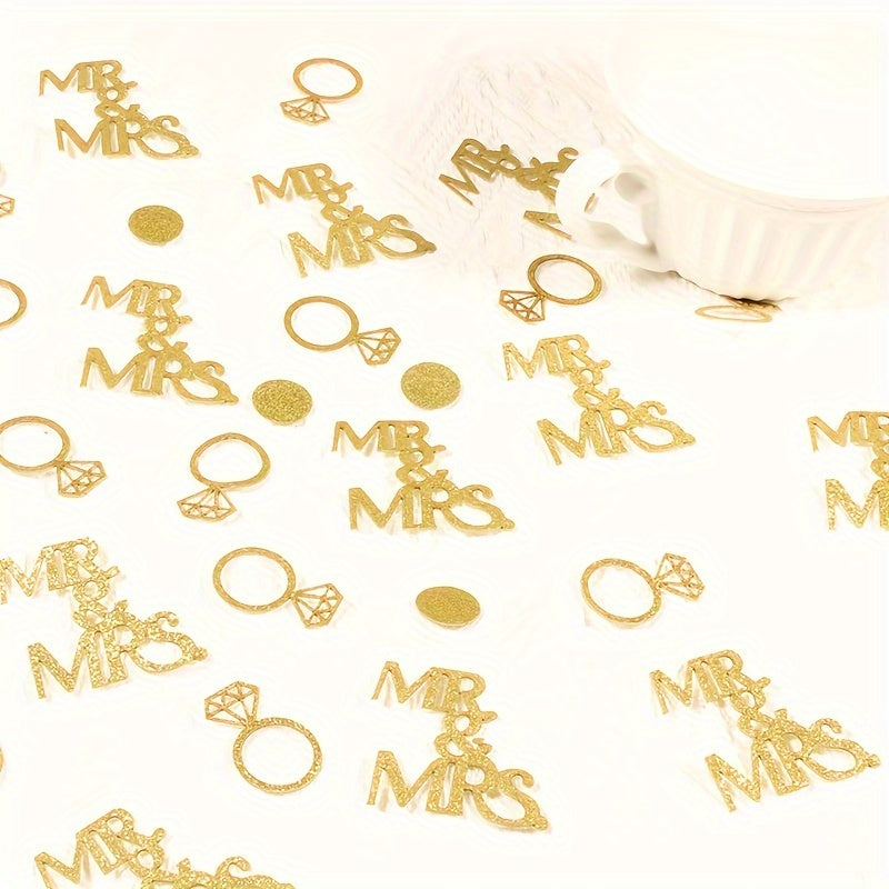 120pcs, Golden Mr&mrs Ring Confetti Wedding Party Decoration Confetti Wedding Party Decoration Supplies