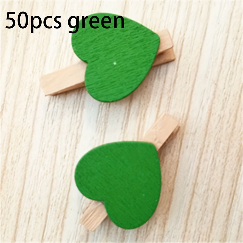 50pcs/Set Holzklammern mit Herz