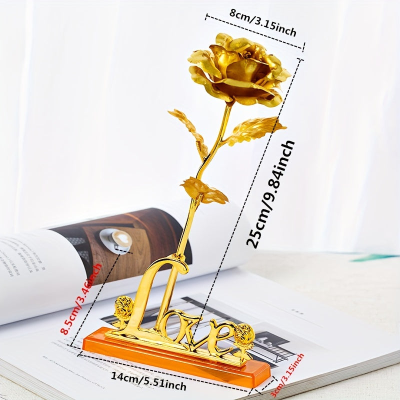 2pcs/Set, Artificial Golde Folien-Rose And Love Base Valentine's Day Gift, Beautiful Galaxy Crystal Rose, Rainbow Rose, Wedding Birthday Grandmother Mother's Day Teachers' Day Christmas New Year Gift, Home Wedding Decoration