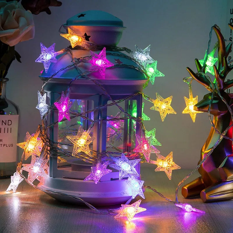 Christmas DIY Decorations LED String Lights Solar Star Outdoor Waterproof Fairy Lights Gardens Wedding Christmas Home Decors