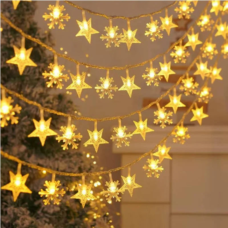 Christmas DIY Decorations LED String Lights Solar Star Outdoor Waterproof Fairy Lights Gardens Wedding Christmas Home Decors