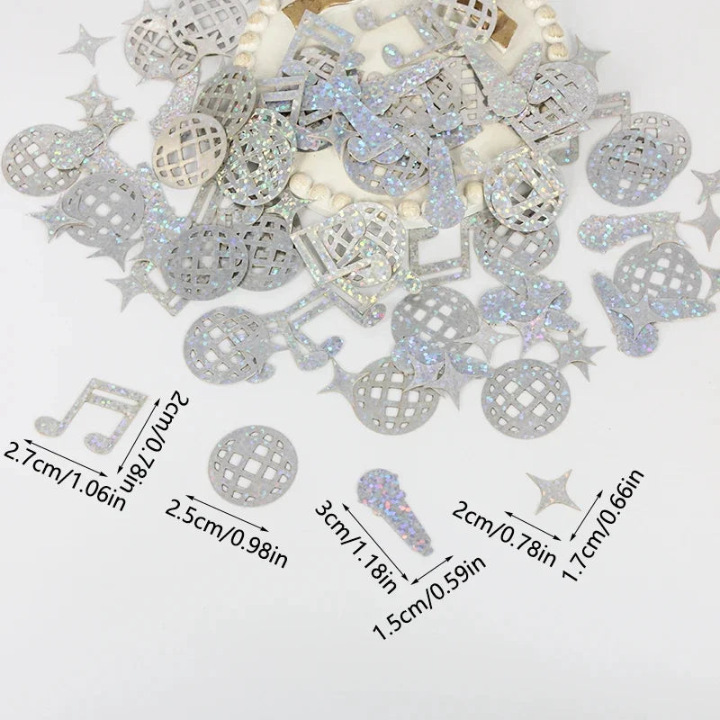 100pcs disco confetti, disco ball and music disco party decorations, wedding, birthday, bachelor party table decorations