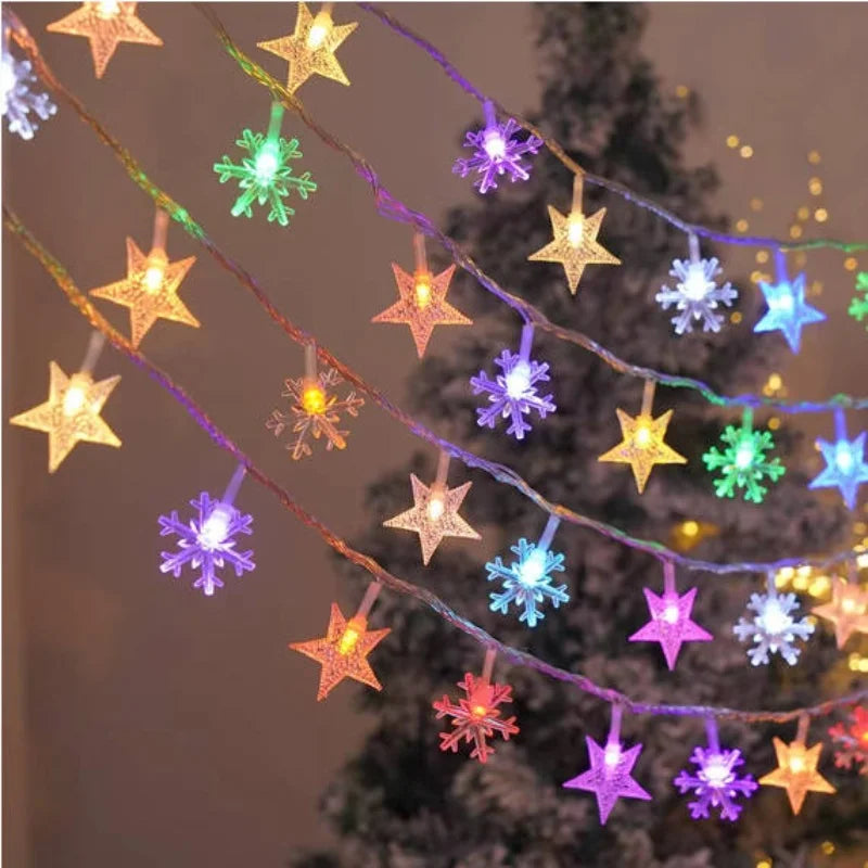 Christmas DIY Decorations LED String Lights Solar Star Outdoor Waterproof Fairy Lights Gardens Wedding Christmas Home Decors