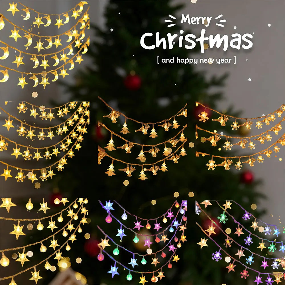 Christmas DIY Decorations LED String Lights Solar Star Outdoor Waterproof Fairy Lights Gardens Wedding Christmas Home Decors