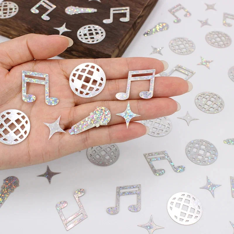 100pcs disco confetti, disco ball and music disco party decorations, wedding, birthday, bachelor party table decorations