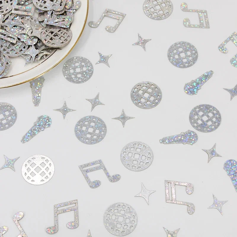 100pcs disco confetti, disco ball and music disco party decorations, wedding, birthday, bachelor party table decorations
