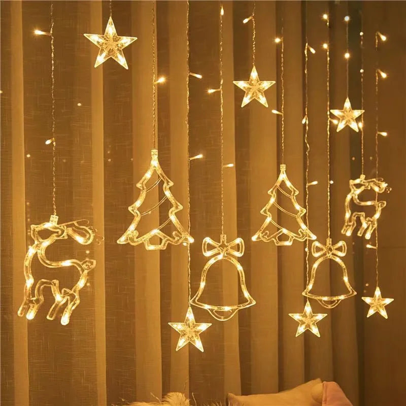 LED Christmas Garland String Lights Fairy Curtain Light For Home New Year Party Wedding Holiday Decor