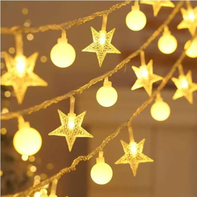 Christmas DIY Decorations LED String Lights Solar Star Outdoor Waterproof Fairy Lights Gardens Wedding Christmas Home Decors