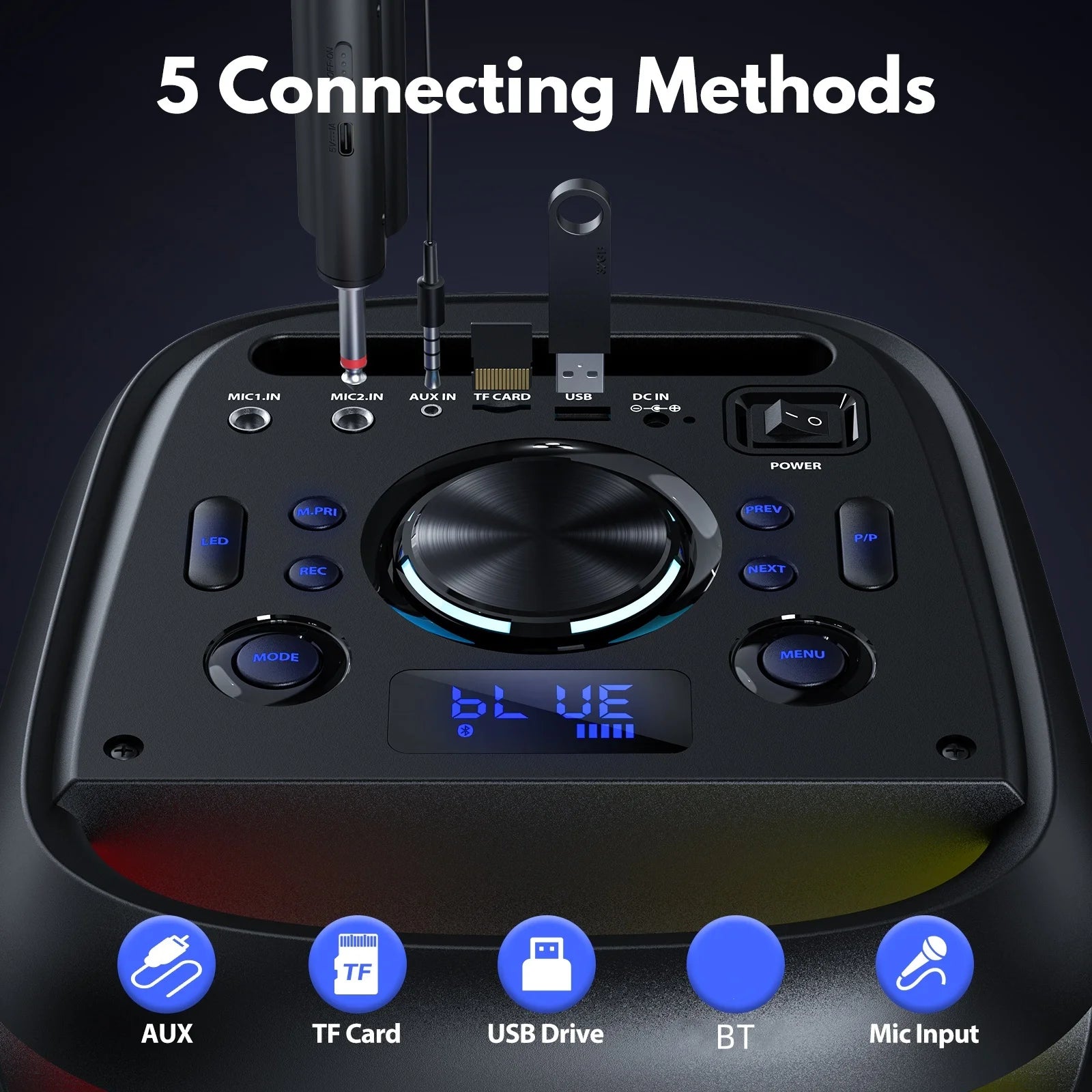 Large Party Box, Wireless Bluetooth Speaker, Led Party Light, Karaoke Machine