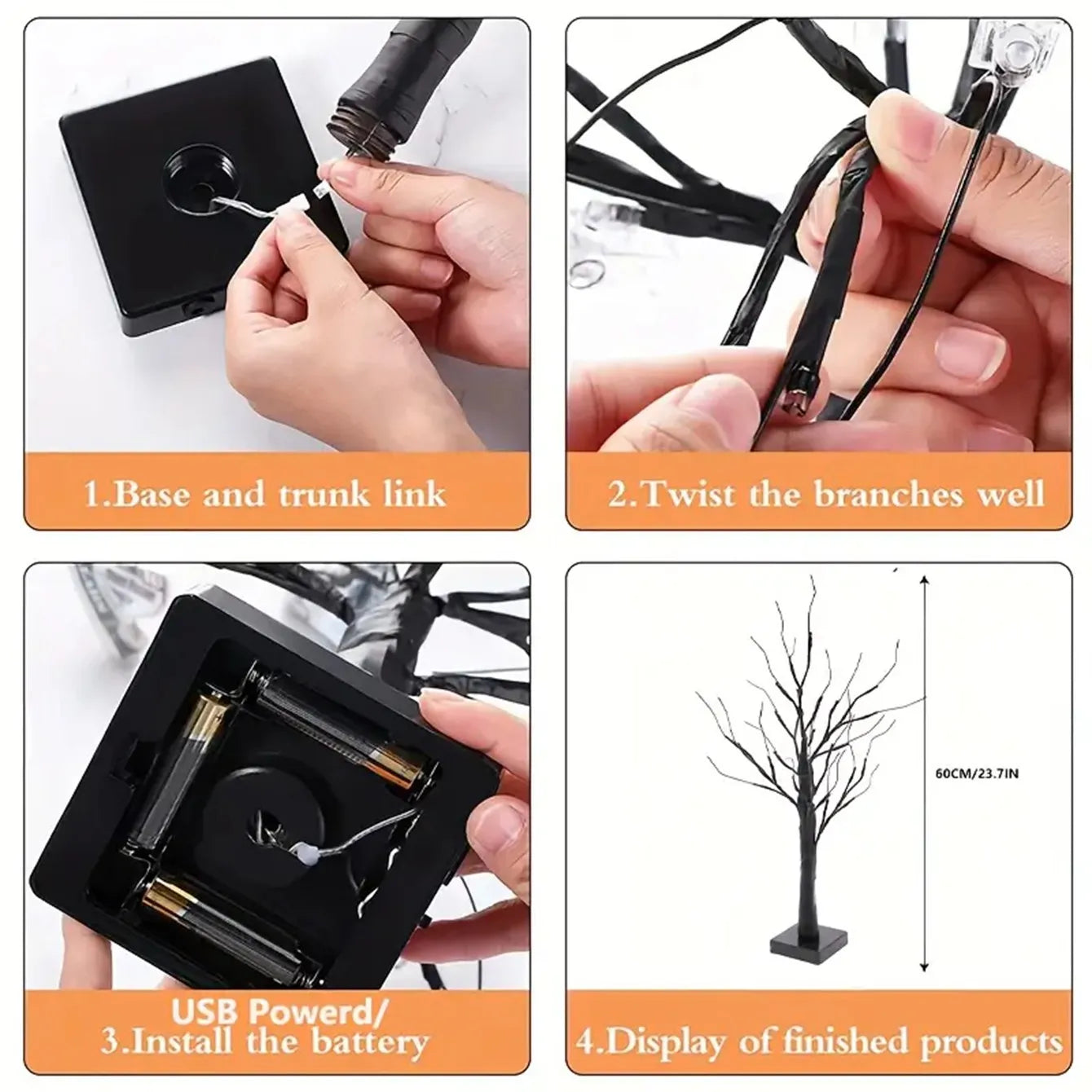 LED Dekobaum Light Adjustable Branches Battery Powered Tree Lamp