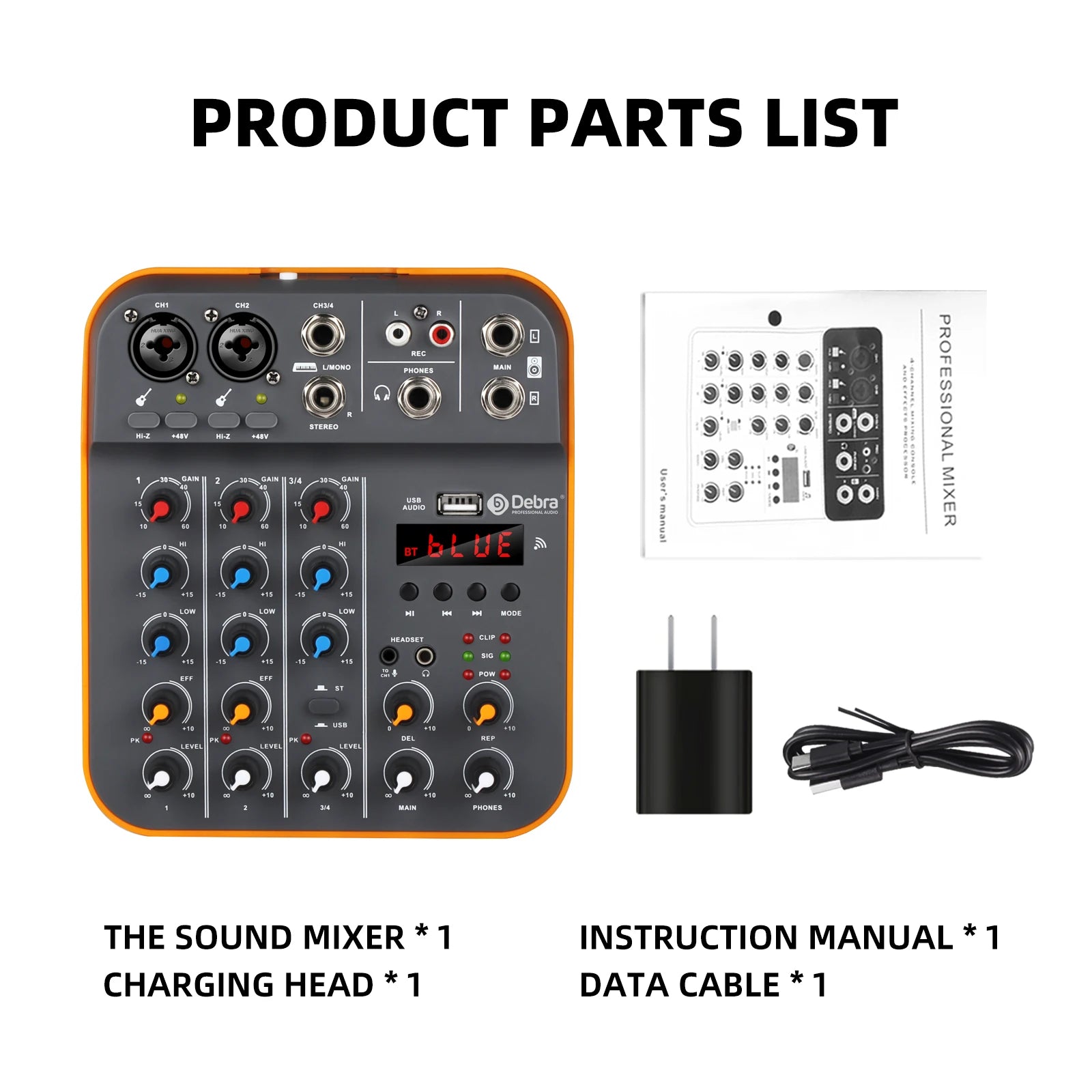 Mixer 4-Channel mit Bluetooth USB Sound Card  Phantom Power For PC Recording Microphone Live Streaming