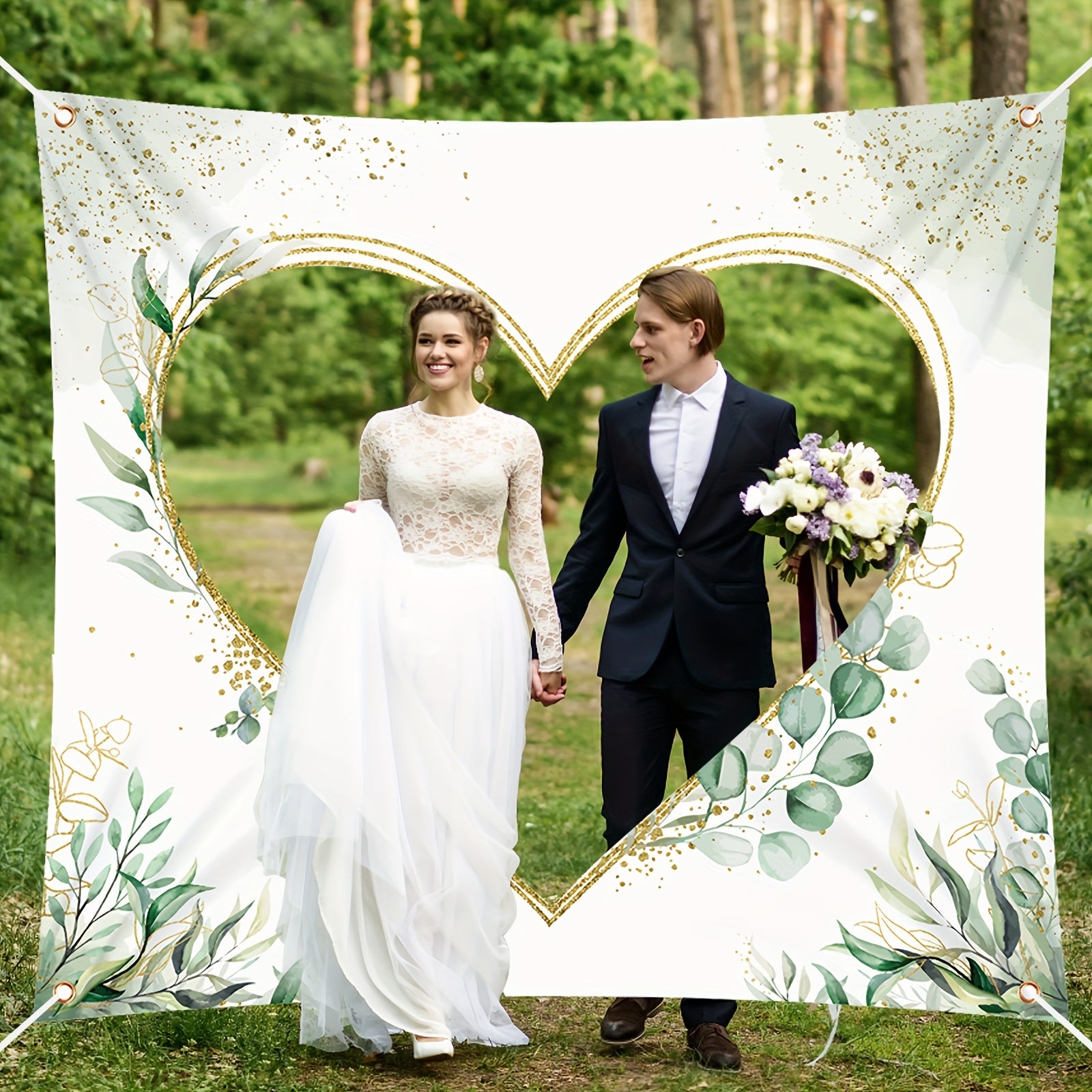 Herz ausschneiden Brautpaar-Spiel Photo Background Heart-Shape Party Wedding Decoration Engaged Banner