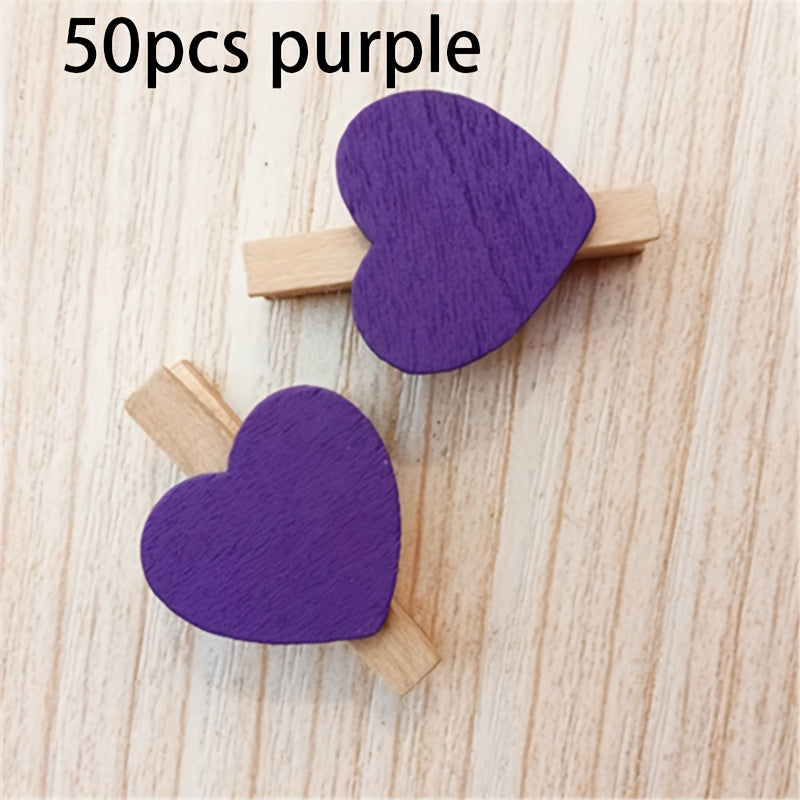 50pcs/Set Holzklammern mit Herz
