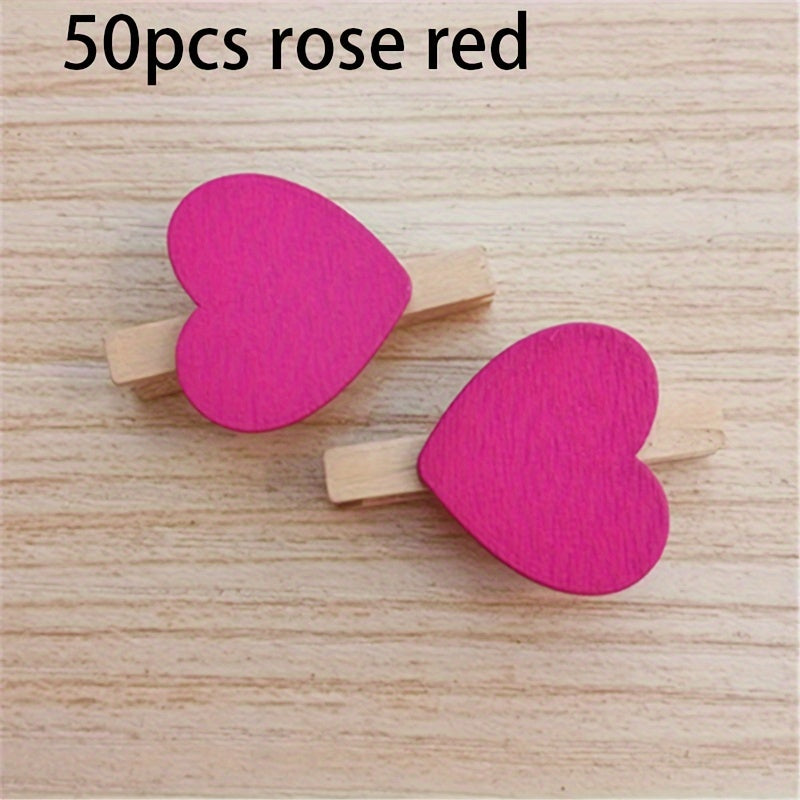 50pcs/Set Holzklammern mit Herz