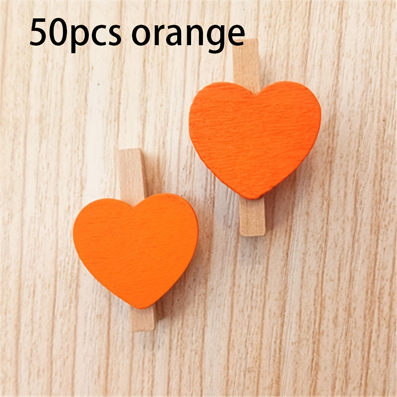 50pcs/Set Holzklammern mit Herz