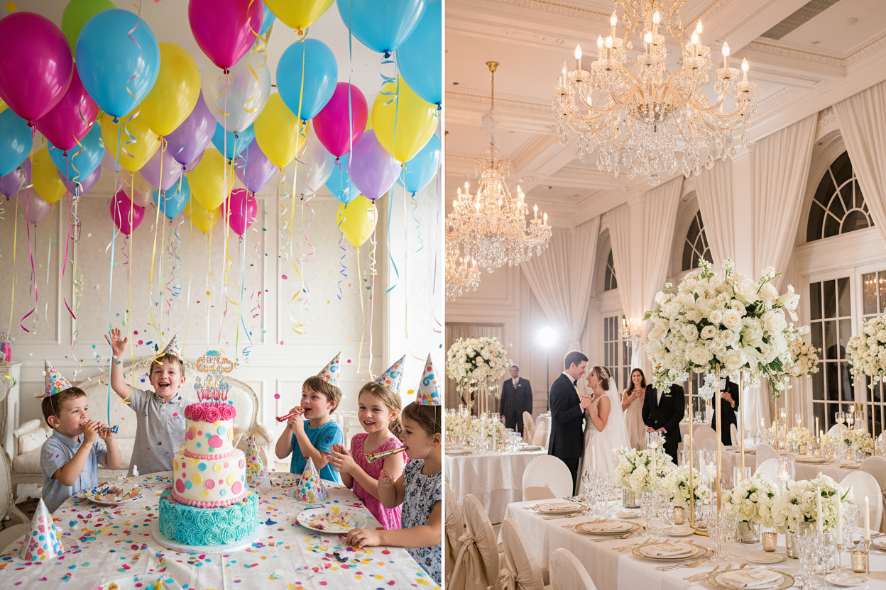 Geburtstagsparty mit deko/ Hochzeit mit edler Dekoration